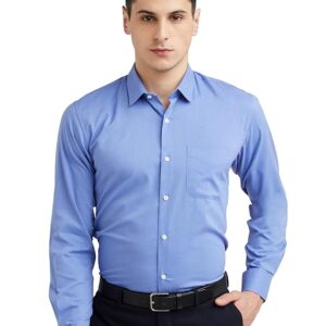 Peter England Men's Everday Regular Fit Solid Shirt | Cotton Rich | 5-Pin Pocketing