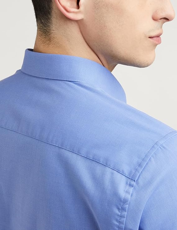 Peter England Men's Everday Regular Fit Solid Shirt | Cotton Rich | 5-Pin Pocketing - Image 2