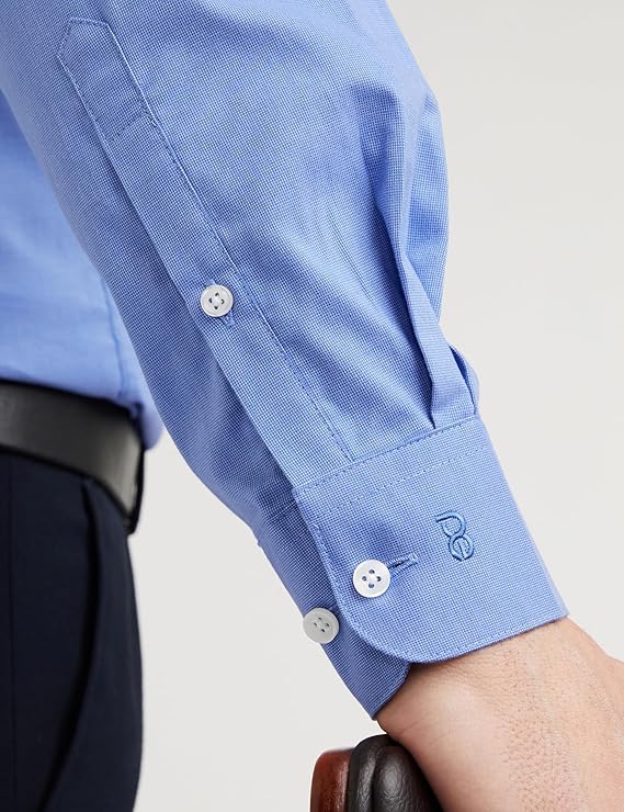 Peter England Men's Everday Regular Fit Solid Shirt | Cotton Rich | 5-Pin Pocketing - Image 3